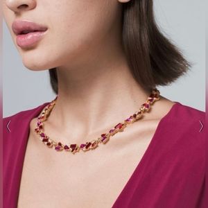 NWT White House Black Market Pink and red crystal necklace